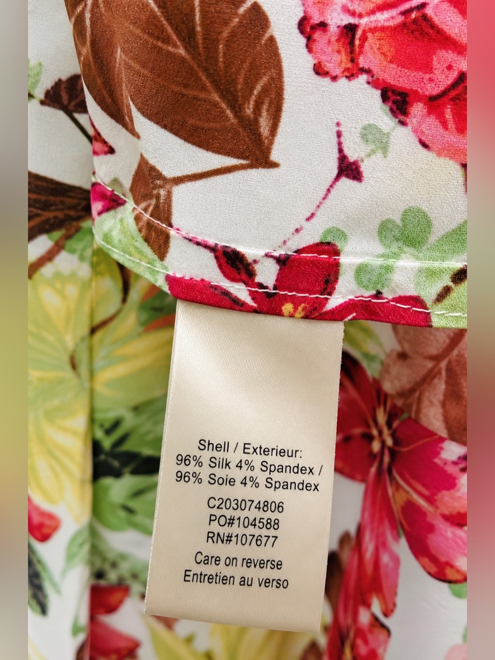 Alice + Olivia Silk Floral Button Down Blouse Red Green Size M - Picture 3 of 4